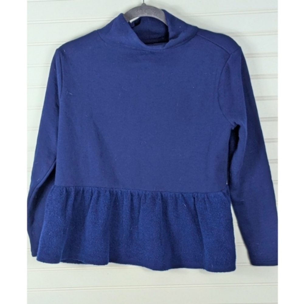 NWT Crown & Ivy Navy Blue Peplum PS Long Sleeve Sweatshirt Turtleneck - Picture 4 of 8